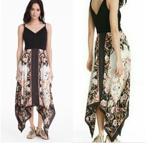 White House Black Market: Scarf Print Handkerchief Hem Shift Dress. VGUC.